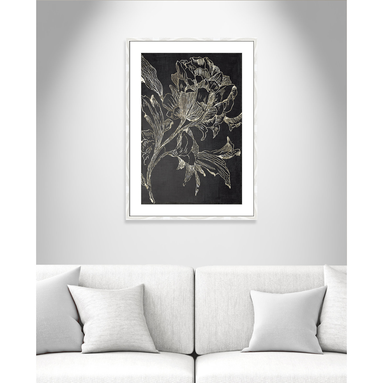 Clarendon "Golden Flower Folklore I" Print, 35.5" H x 25.5" W, White Framed