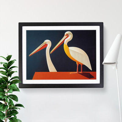 Two Pelicans Abstract 1 Piece Single Picture Frame Wall Art