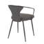 Chaise rembourrée en métal noir et tissu gris foncé