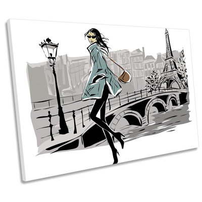 Z6115 Fashion Shopping Eiffel Tower - Wrapped Canvas Print