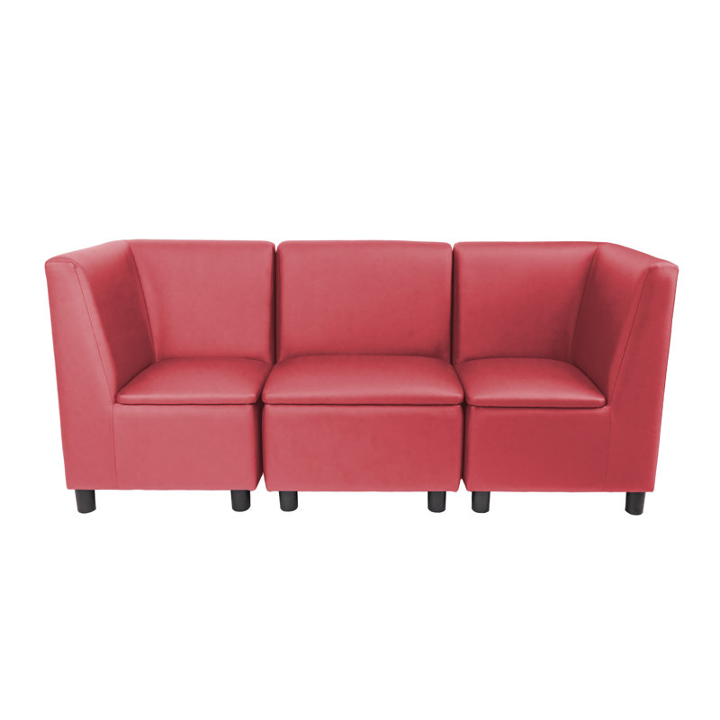 Kid Comfort Collective Modular Sectional, 3-Piece Set - Red, Red