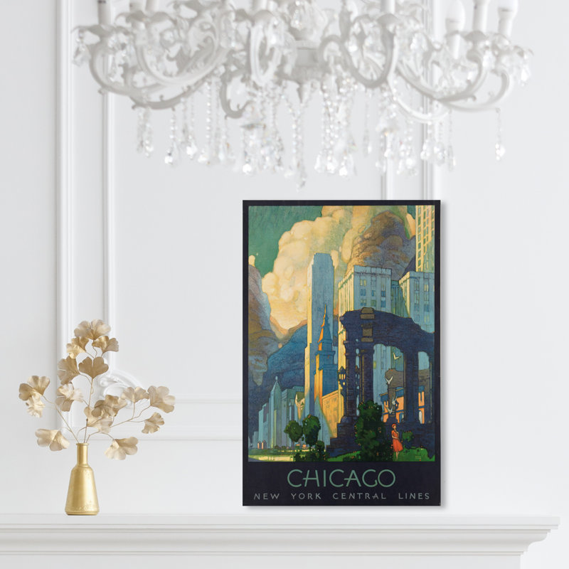 Chicago NY Central Lines - Impression sur toile, H 15 po x l 10 po x P 1,5 po