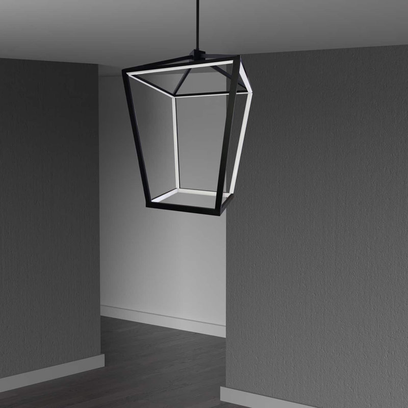 Lustre géométrique à 12 lumières Wampsville, Noir mat