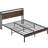 Queen Bed Frame with Headboard, Dark Walnut Finish, Strong Metal Supports, Sturdy, Noise-Free, No Box Spring Needed-696373655-677546488