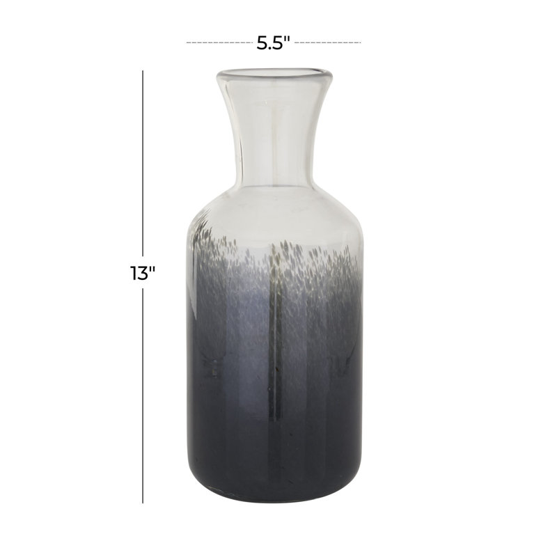 Gray Ombre Glass Coastal Table Vase, 13.2"