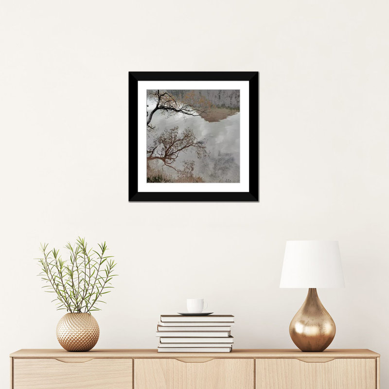 « chaud-après-midi ii », impression sur toile, H 16 po x l 16 po x P 1 po, Papier d'art encadré noir, Blanc