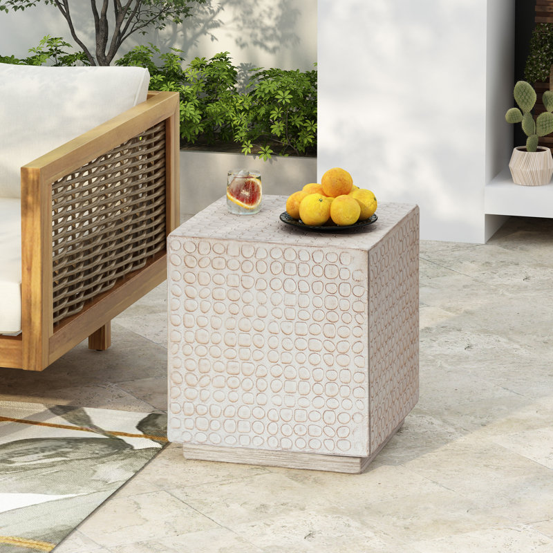 17" Mgo Material Side Table, Polka Dot Cube Texture End Table Nightstand