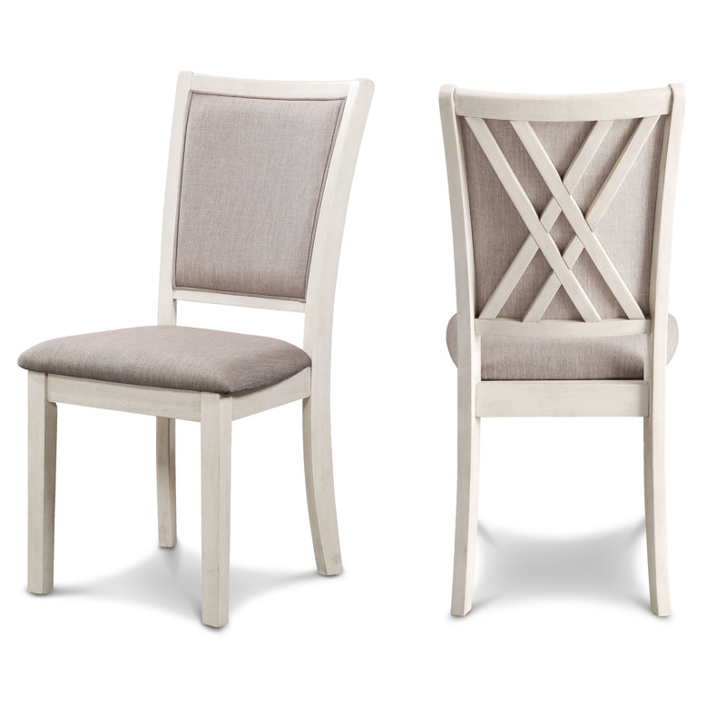 Josiha Polyester Upholstered and Wood Frame Side Chair, Beige