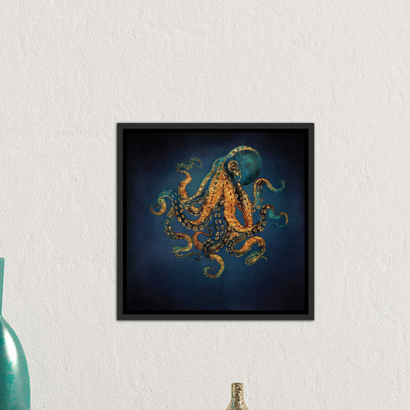 «Underwater Dream IV» par Spaceroid Designs - impression d'art graphique, H 12 po x l 12 po x P 1,5 po, Toile avec cadre noir