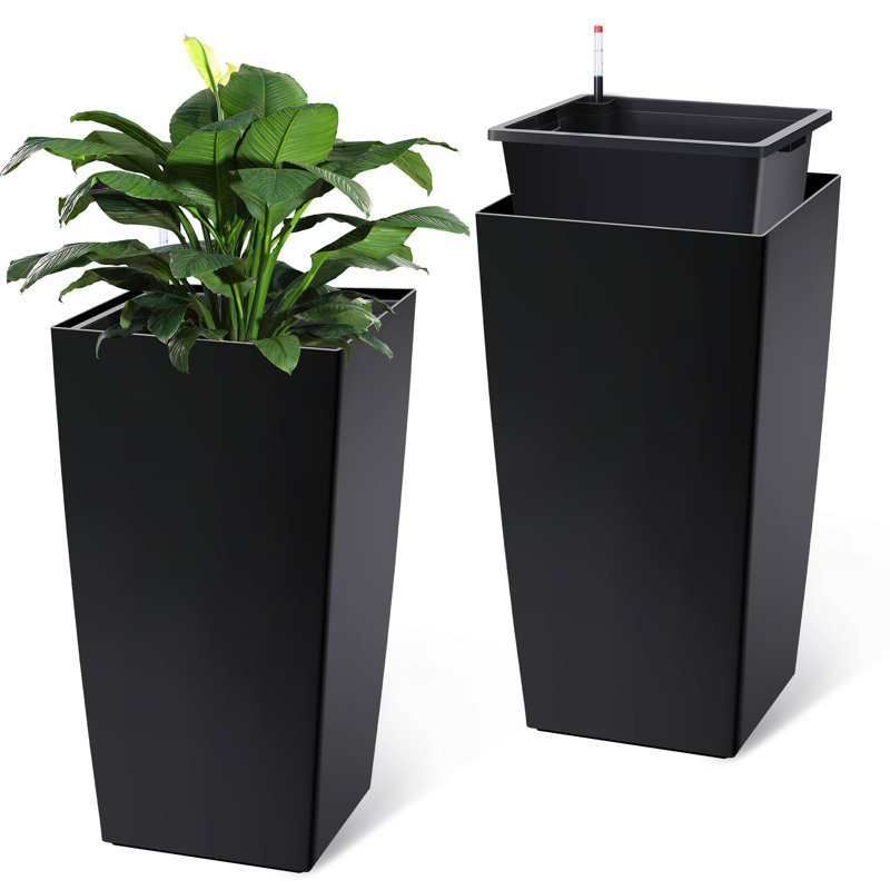 Grand pot à fleurs 30 po 2PCS, Noir
