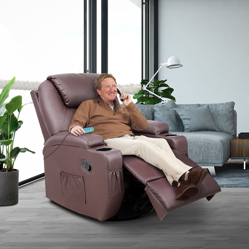 Faux Leather Massage Chair, Brown Faux Leather