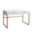 Spectrum 2-Drawer Solid Mango Wood Desk In White Finish W/ Gold Finished Iron Legs