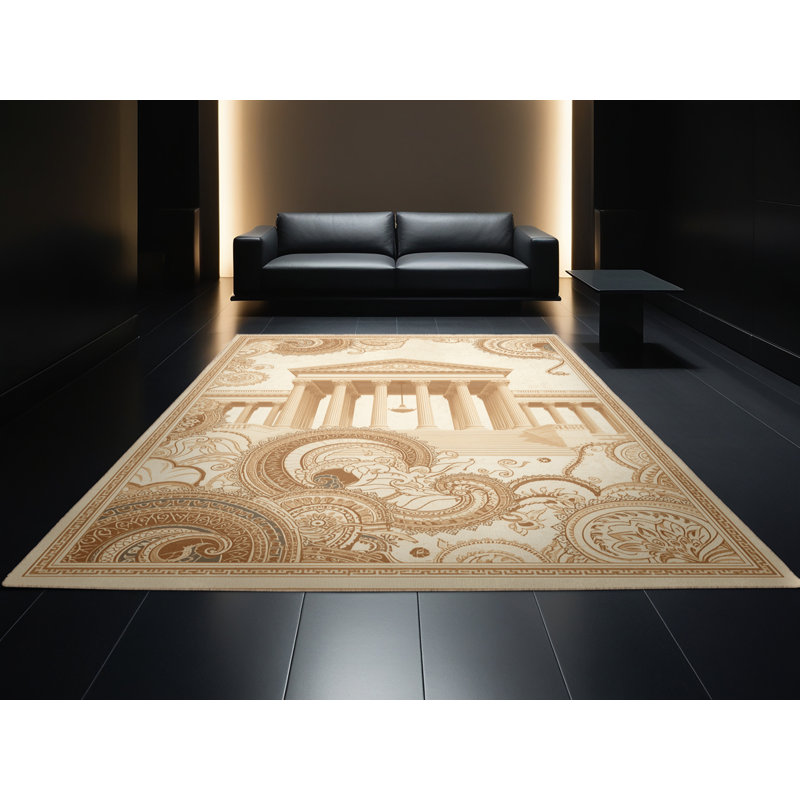 Soft Plush Fairborn White House Dc Classic Oriental Area Rug in Beige – Beige Binding, 8x12