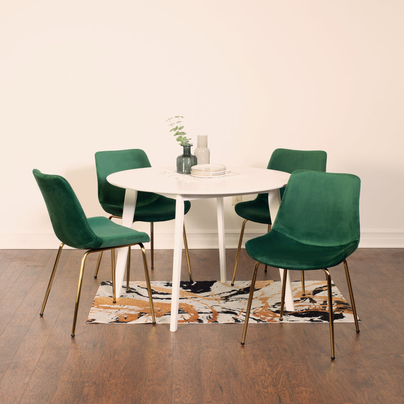Contemporary Dining Set, Round Dining Table, 5, Green