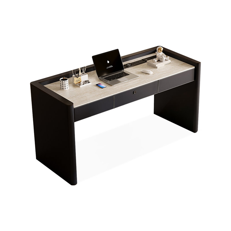 Bureau rectangulaire blanc et noir, Blanc/Noir, H 30,31 po x l 62,99 po x P 23,62 po