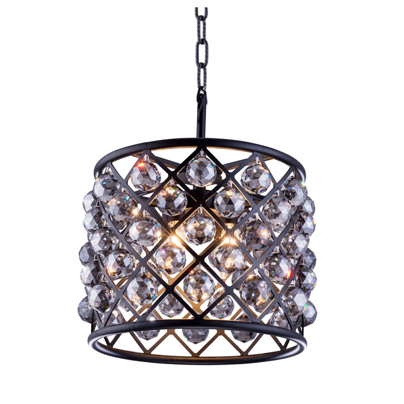 Swinney 4 - Light Dimmable Drum Chandelier, Mocha Brown, Silver Shade (Grey)