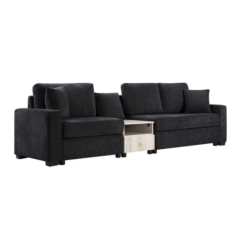 Modern Sofa Couch 111.8" Modular Sofa Upholstered Sofa Couch 3-Seater Sofa With Storage Armrest And Center Console For Living Room