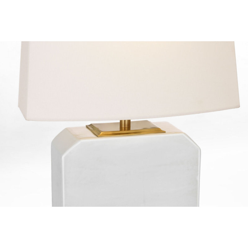 Monique Table Lamp with Linen Shade, Venetian White, 20" Height