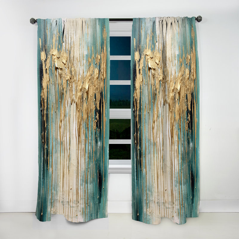 Rideau en velours moderne Gilded Daydream VI VI - obscurcissant - 1 panneau, L 52 po x L 63 po