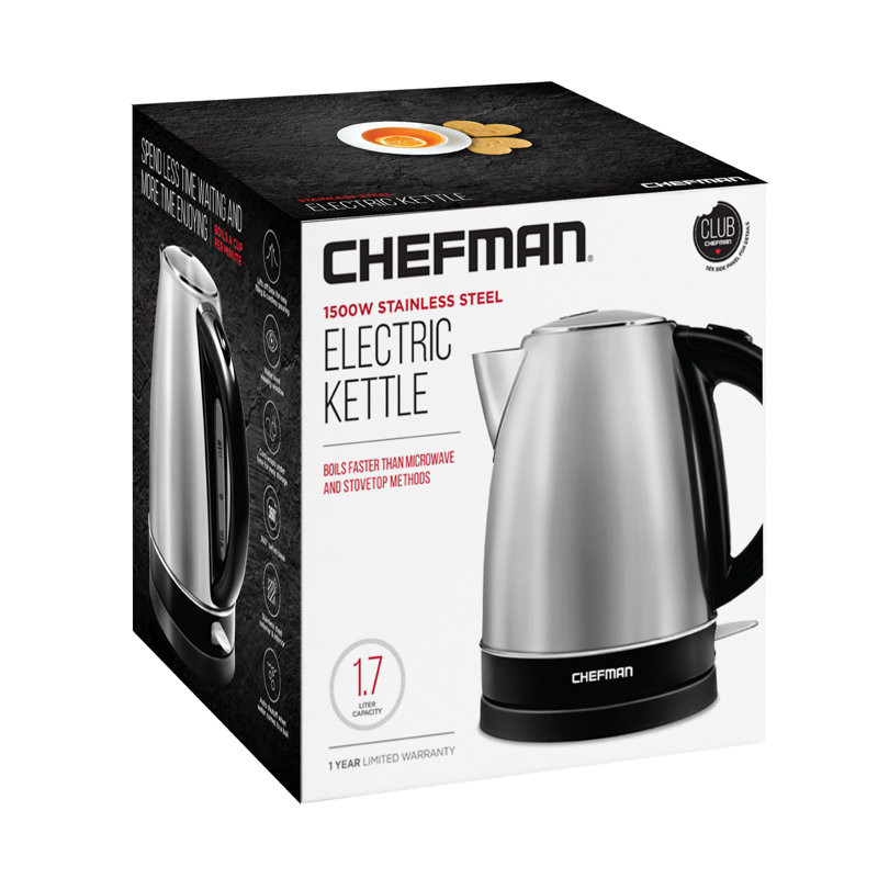 Bouilloire électrique en acier inoxydable de 1,7 litre Chefman