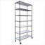 Étagère réglable à 7 niveaux en H 81,5 po x L 48 po x P 18 po, étagère de rangement robuste en noir de jais pour le rangement de placard de garage-129416217-129416216