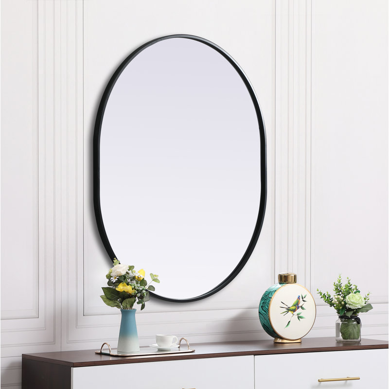 Sabine Metal Pill Wall Mirror, 36" x 30", Black