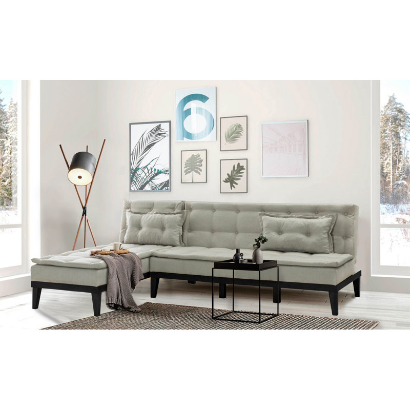 Canapé modulaire d'angle rembourré 88,6 po Sky, Velours crème