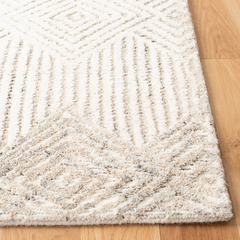 Tapis géométrique en laine et coton touffeté à la main Metro, Carré 6 pi