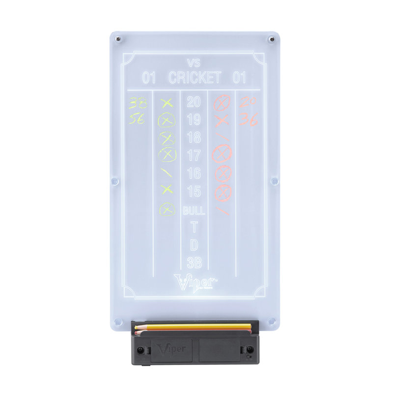 Illuminated Rectangular Dart Scoreboard with Grease Pencils