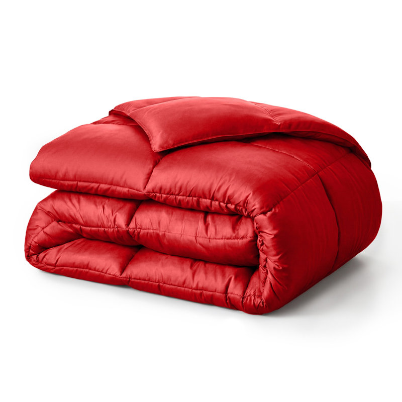 All-Season Reversible Down Alternative 100% Microfiber Comforter, King Comforter, Red