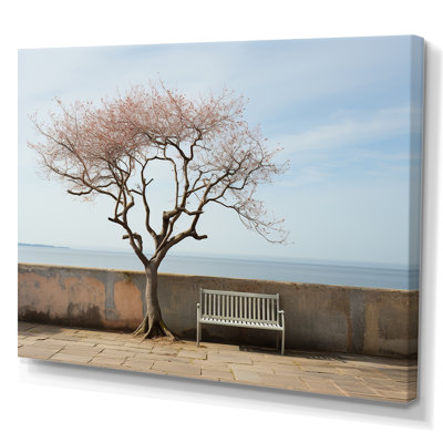 «Solitude Bench At The Beach» - art mural toile plage et océan