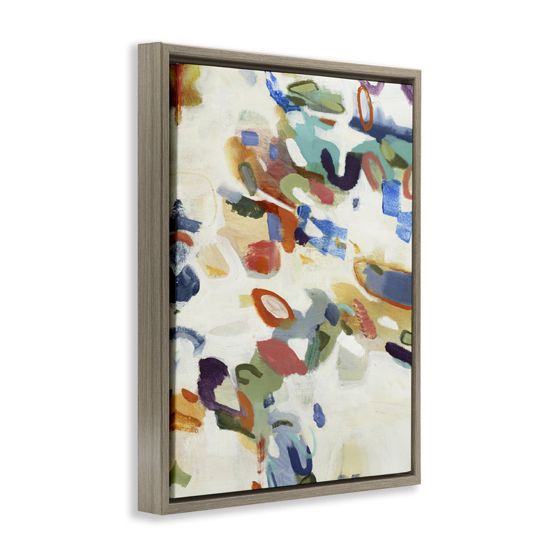 Cadre flottant abstrait multicolore, design par Lisa Ridgers, H 31 po x l 25 po, Cadre flottant orme Montalcino