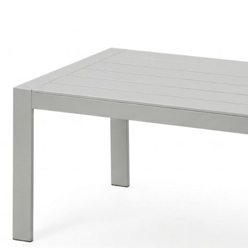 Table basse rectangulaire en aluminium avec plateau à lattes 43 po Halima