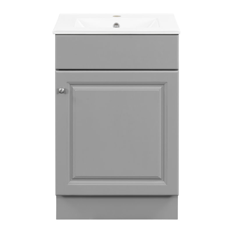 Meuble-lavabo de 20 po avec lavabo, meuble-lavabo avec tablette de porte et tablette réglable, Gray/White
