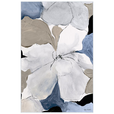 Gray Flowers I Washable Area Rug, Power-loomed, Heavenly Softness with Non-Slipping Backing