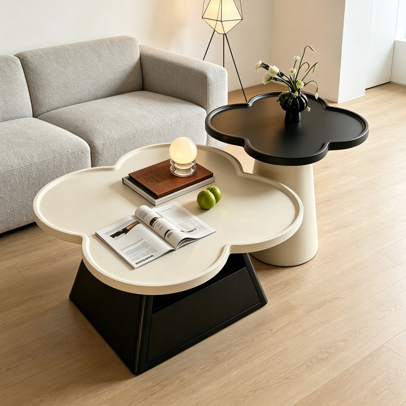 Cline, Blanc/Noir, H 15,74 po x L 27,55 po x l 27,55 po, Blanc/Noir