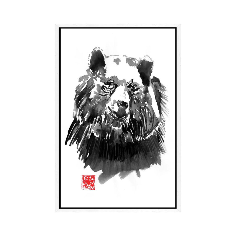 Bear by Péchane - Painting on Canvas, White Framed, 101.6 cm H x 66.04 cm W