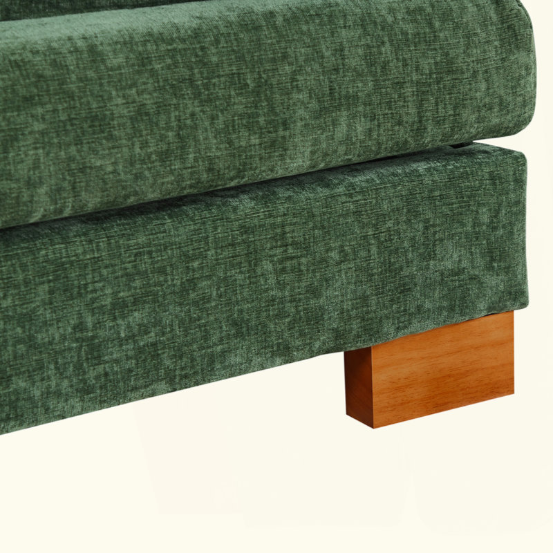 Canapé en chenille avec méridienne double, Vert