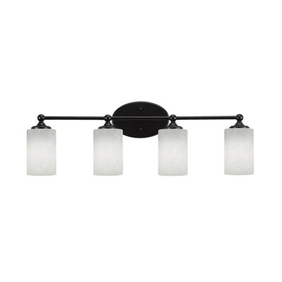 Capri 4 Light Bath Bar Shown In Matte Black Finish With 4" White Muslin Glass