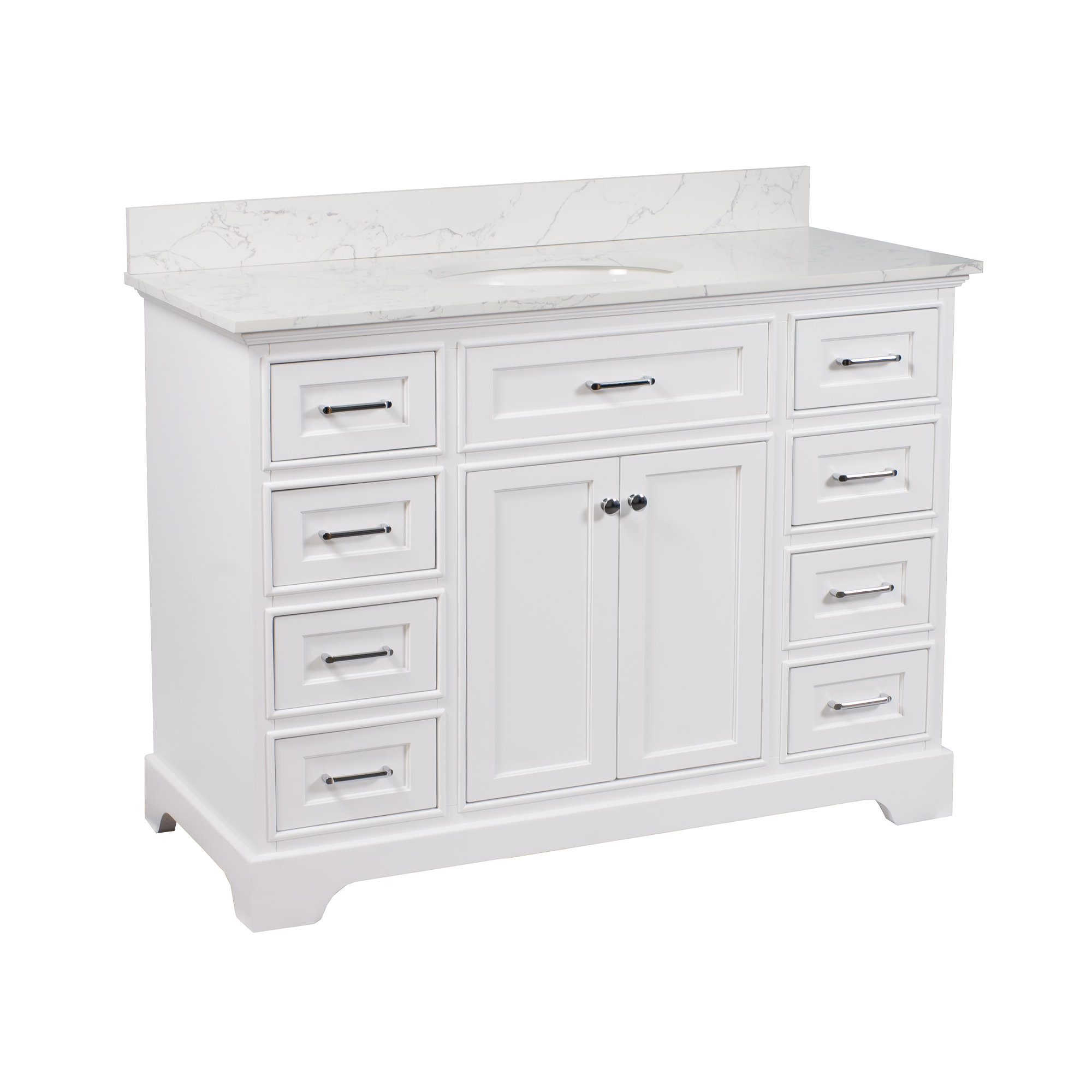 Ronnie 48'' Single Bathroom Vanity, Engineered Marble, White
