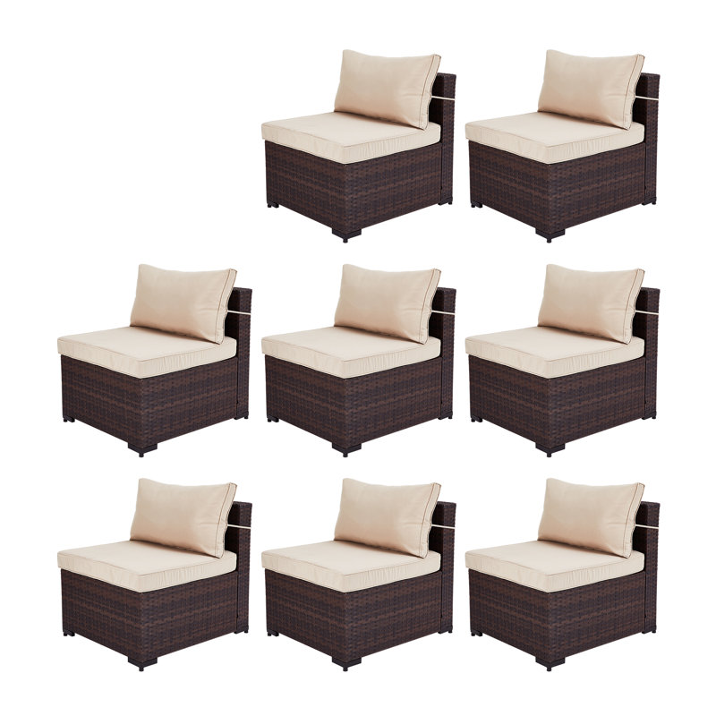 Ensemble de conversation d'extérieur pour 8 personnes avec coussins Kaelib, Beige