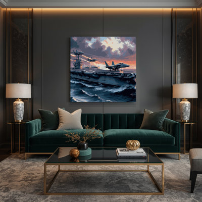 Transportation Aircraft carrier scenes Grey Canvas Wall Art