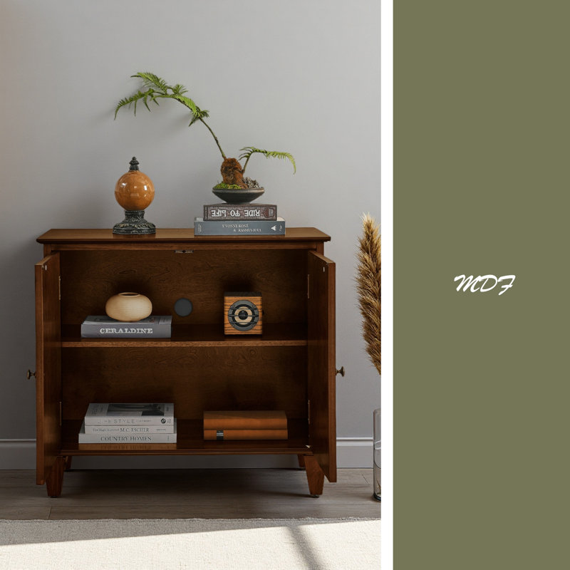 Buffet rétro 33,6 "en bois avec rangement, Noyer