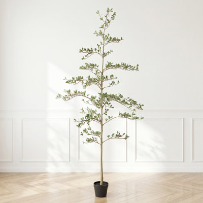 6ft Artificial Olive Tree, Realistic Faux Potted Plant in  Pot, Indoor & Covered Outdoor Decorative Tree for Living Room and Office, 1pc/set