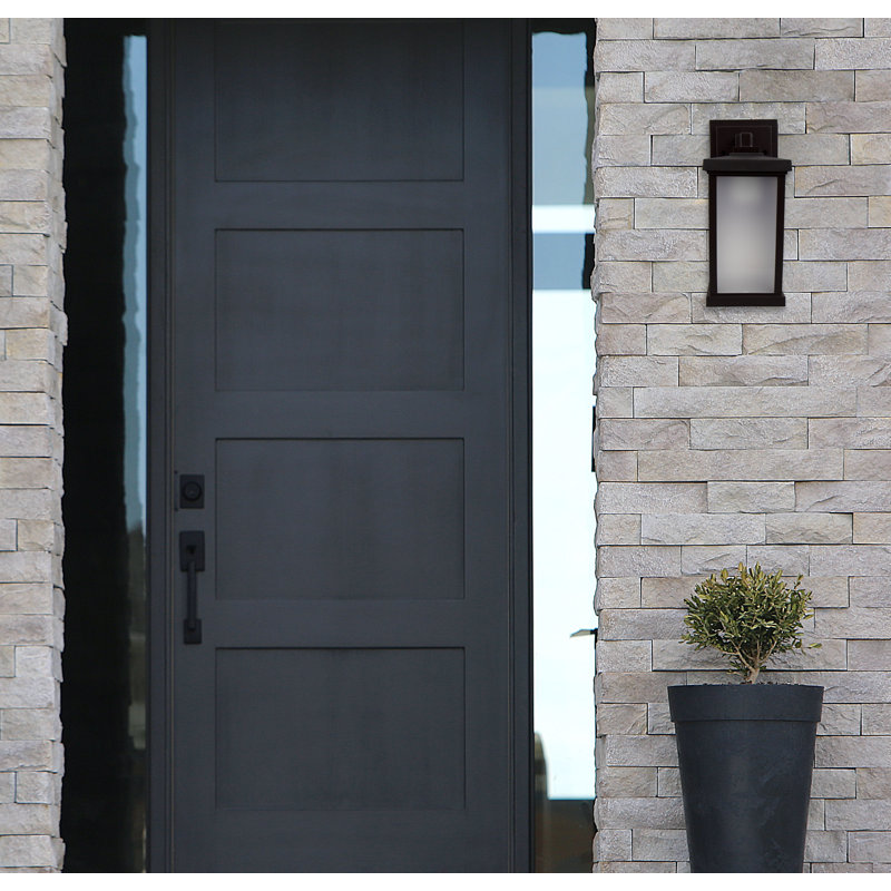 Solus Artisan Small Square Outdoor Security Wall Lantern with Frosted Acrylic Lens, Dusk-to-Dawn & Motion Sensor, Black
