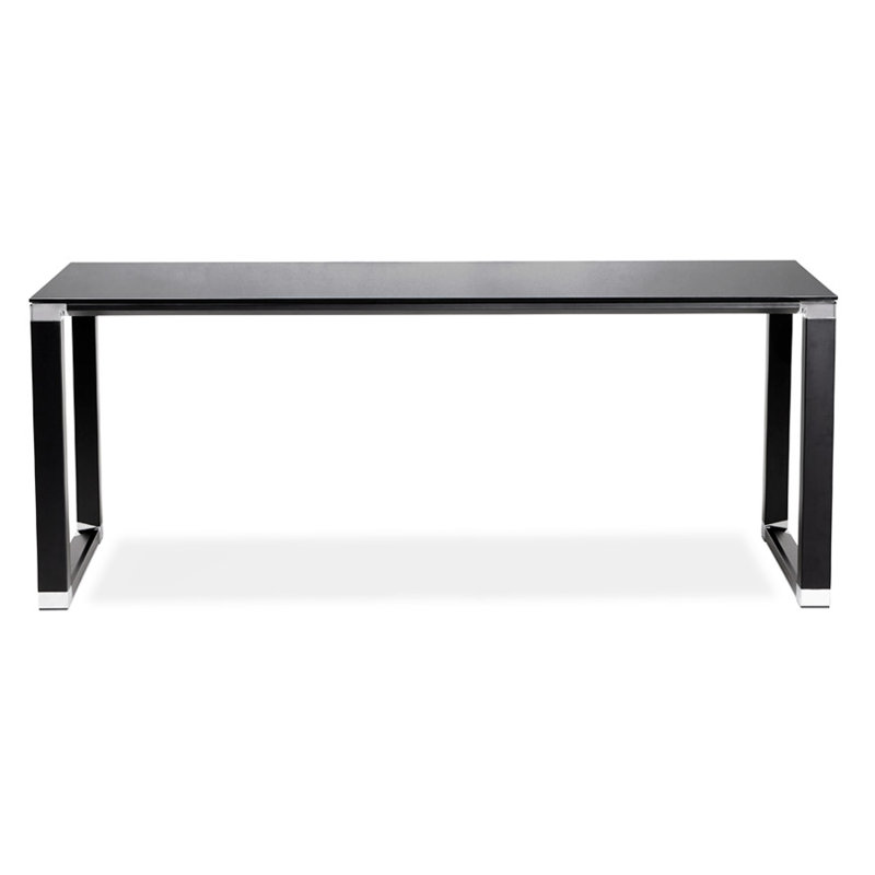 Jerelly Glass Top Writing Desk, Black, 74cm H x 200cm W x 100cm D
