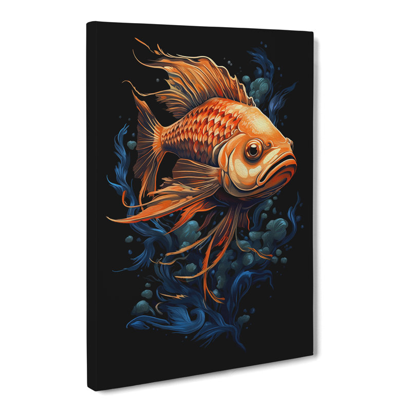 Fish Tachisme Art - Wrapped Canvas, 76cm H x 50cm W x 3cm D