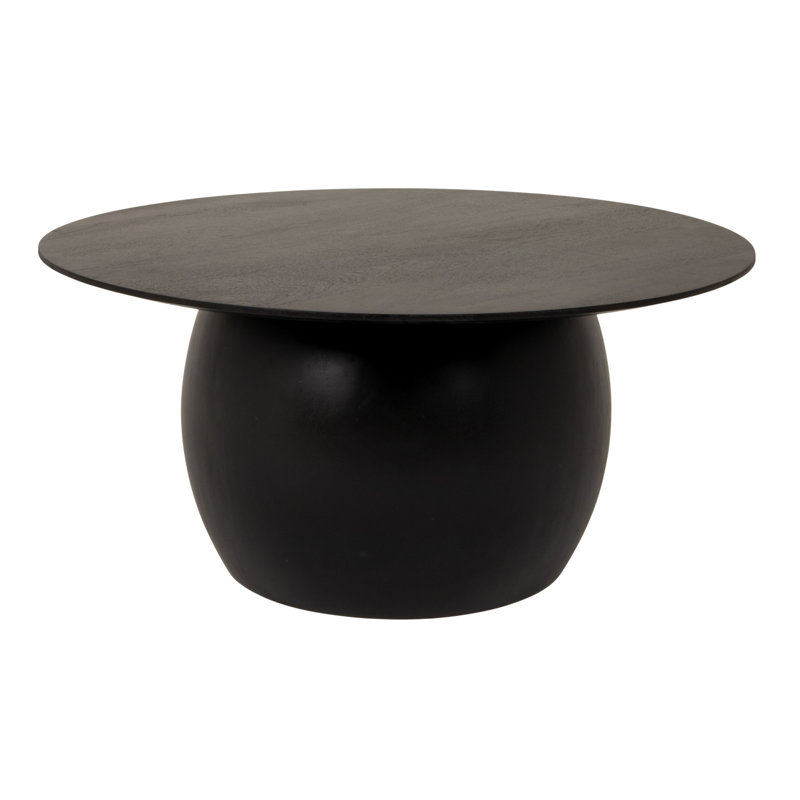 Modern Mango Wood Round Accent Table, Black