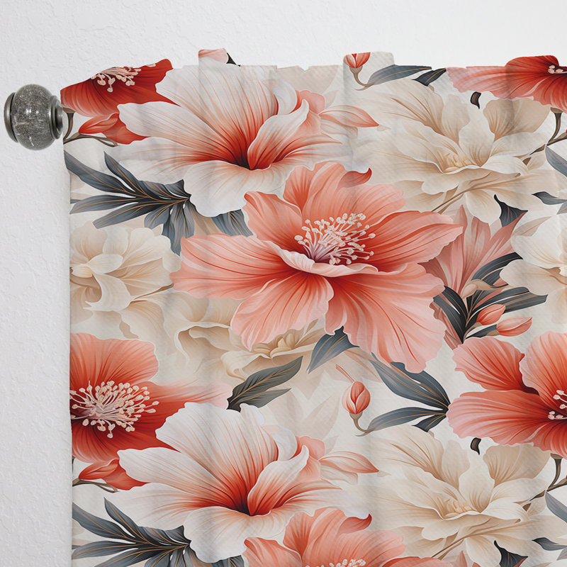 Motif tropical délicat neutre - Rideau floral - Rideau floral obscurcissant - 1 panneau, L 52 po x L 84 po