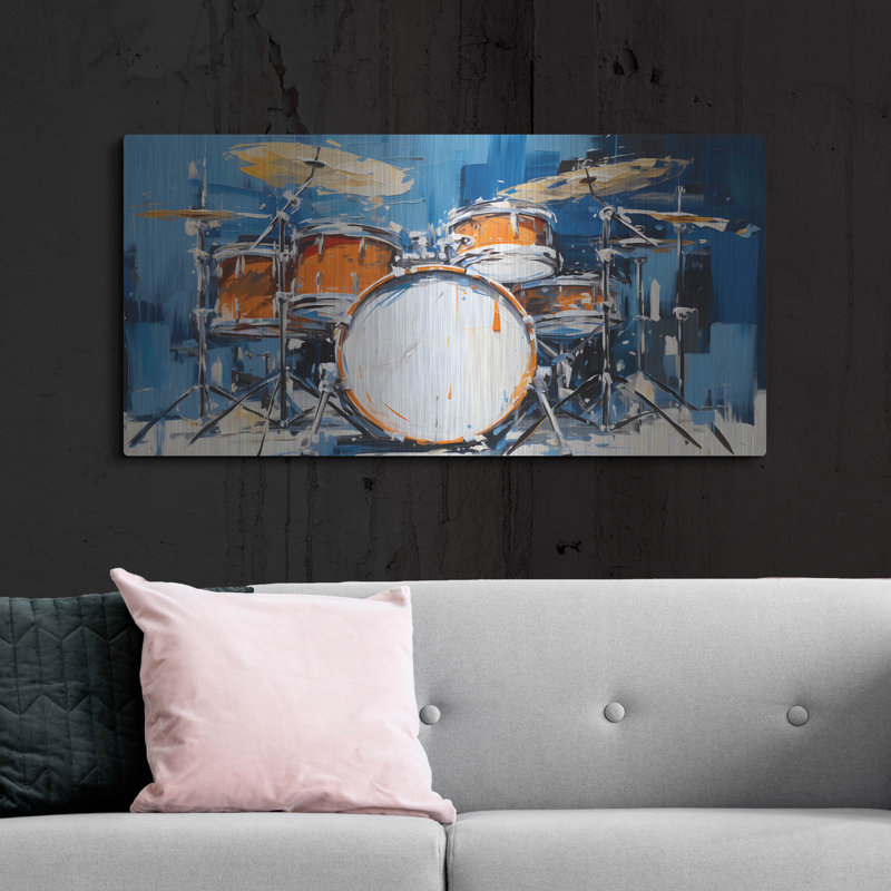 Lark Manor ™ «Drums 1» par Sean Parnell, art mural en métal, H 24 po x l 24 po